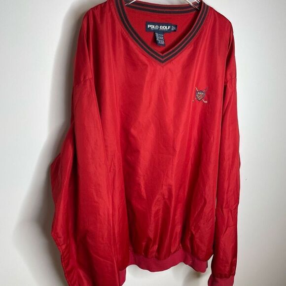 Ralph Lauren Polo Golf Windbreaker Jacket Mens Size XLarge Red Pullover Lined Xl - Picture 2 of 7